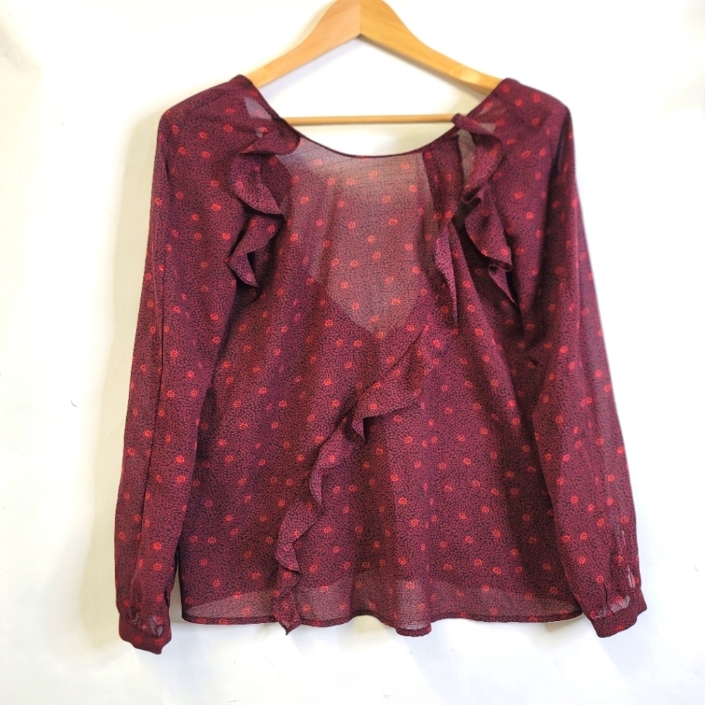 ba&sh ruffle  Long sleeve  open back  floral print top